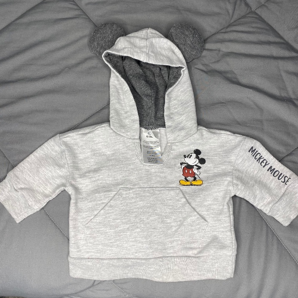 Disney Baby Grey Hooded Sweatshirt Size 0/3 M